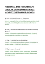 Theoretical Basis For Nursing 6Th&NewLine;American Edition Examination Test&NewLine;Complete Questions And Answers