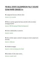 Psi Real Estate Salesperson Fully Solved&NewLine;Exam Paper Graded A&plus;