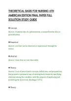 Theoretical Basis For Nursing 6Th&NewLine;American Edition Final Paper Full&NewLine;Solution Study Guide&NewLine;