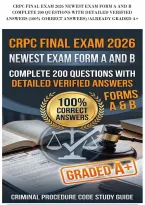 Crpc Final Exam 2026 Newest Exam Form A And B&NewLine;Complete 200 Questions With Detailed Verified&NewLine;Answers &lpar;100&percnt; Correct Answers&rpar; &sol;Already Graded A&plus;