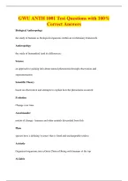 GWU ANTH 1001 Test Questions with 100&percnt;&NewLine;Correct Answers