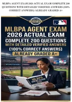 Mlbpa Agent Exam 2026 Actual Exam Complete 200&NewLine;Questions With Detailed Verified Answers &lpar;100&percnt;&NewLine;Correct Answers&rpar; &sol;Already Graded A&plus;