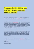 Portage Learning BIOD 210 Final Exam &NewLine;2026&sol;2027 &vert; Genetics &vert; Questions&comma; Answers & Rationales &NewLine; &NewLine;