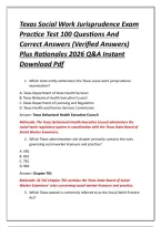 Texas Social Work Jurisprudence Exam Practice Test 100 Questions And Correct Answers &lpar;Verified Answers&rpar; Plus Rationales 2026 Q&A Instant Download Pdf