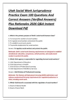 Utah Social Work Jurisprudence Practice Exam 100 Questions And Correct Answers &lpar;Verified Answers&rpar; Plus Rationales 2026 Q&A Instant Download Pdf