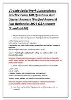 Virginia Social Work Jurisprudence Practice Exam 100 Questions And Correct Answers &lpar;Verified Answers&rpar; Plus Rationales 2026 Q&A Instant Download Pdf