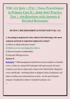 NSG 555 Quiz 1 &lpar;V2&rpar; &vert; Nurse Practitioners &NewLine;in Primary Care II &vert; 2026&sol;2027 Practice &NewLine;Test &vert; 100 Questions with Answers & &NewLine;Detailed Rationales 