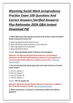 Wyoming Social Work Jurisprudence Practice Exam 100 Questions And Correct Answers &lpar;Verified Answers&rpar; Plus Rationales 2026 Q&A Instant Download Pdf