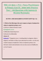 NSG 555 Quiz 1 &lpar;V3&rpar; &vert; Nurse Practitioners &NewLine;in Primary Care II &vert; 2026&sol;2027 Practice &NewLine;Test &vert; 100 Questions with Answers & &NewLine;Detailed Rationales 