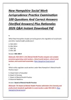 New Hampshire Social Work Jurisprudence Practice Examination 100 Questions And Correct Answers &lpar;Verified Answers&rpar; Plus Rationales 2026 Q&A Instant Download Pdf