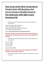 New Jersey Social Work Jurisprudence Practice Exam 100 Questions And Correct Answers &lpar;Verified Answers&rpar; Plus Rationales 2026 Q&A Instant Download Pdf
