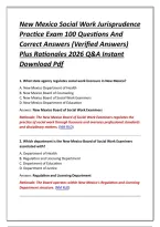 New Mexico Social Work Jurisprudence Practice Exam 100 Questions And Correct Answers &lpar;Verified Answers&rpar; Plus Rationales 2026 Q&A Instant Download Pdf