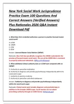New York Social Work Jurisprudence Practice Exam 100 Questions And Correct Answers &lpar;Verified Answers&rpar; Plus Rationales 2026 Q&A Instant Download Pdf