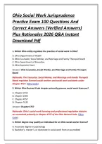 Ohio Social Work Jurisprudence Practice Exam 100 Questions And Correct Answers &lpar;Verified Answers&rpar; Plus Rationales 2026 Q&A Instant Download Pdf
