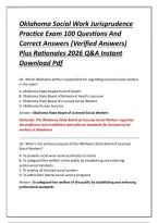 Oklahoma Social Work Jurisprudence Practice Exam 100 Questions And Correct Answers &lpar;Verified Answers&rpar; Plus Rationales 2026 Q&A Instant Download Pdf