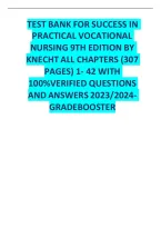 Success in Practical Vocational Nursing 9th Edition Test Bank by Knecht All Chapters