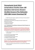 Pennsylvania Social Work Jurisprudence Practice Exam 100 Questions And Correct Answers &lpar;Verified Answers&rpar; Plus Rationales 2026 Q&A Instant Download Pdf