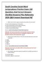 South Carolina Social Work Jurisprudence Practice Exam 100 Questions And Correct Answers &lpar;Verified Answers&rpar; Plus Rationales 2026 Q&A Instant Download Pdf