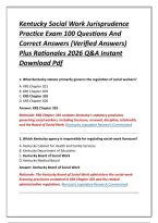 Kentucky Social Work Jurisprudence Practice Exam 100 Questions And Correct Answers &lpar;Verified Answers&rpar; Plus Rationales 2026 Q&A Instant Download Pdf