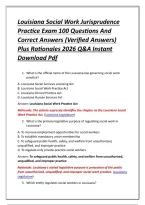Louisiana Social Work Jurisprudence Practice Exam 100 Questions And Correct Answers &lpar;Verified Answers&rpar; Plus Rationales 2026 Q&A Instant Download Pdf