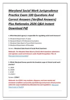 Maryland Social Work Jurisprudence Practice Exam 100 Questions And Correct Answers &lpar;Verified Answers&rpar; Plus Rationales 2026 Q&A Instant Download Pdf
