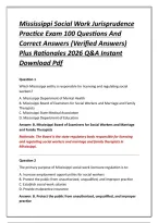 Mississippi Social Work Jurisprudence Practice Exam 100 Questions And Correct Answers &lpar;Verified Answers&rpar; Plus Rationales 2026 Q&A Instant Download Pdf