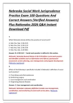Nebraska Social Work Jurisprudence Practice Exam 100 Questions And Correct Answers &lpar;Verified Answers&rpar; Plus Rationales 2026 Q&A Instant Download Pdf
