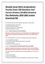 Nevada Social Work Jurisprudence Practice Exam 100 Questions And Correct Answers &lpar;Verified Answers&rpar; Plus Rationales 2026 Q&A Instant Download Pdf