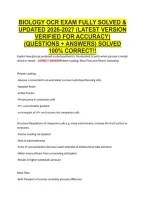 Biology Ocr Exam Fully Solved & &NewLine;Updated 2026-2027 &lpar;Latest Version &NewLine;Verified For Accuracy&rpar; &NewLine;&lpar;Questions &plus; Answers&rpar; Solved &NewLine;100&percnt; Correct&excl;&excl; 