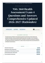 NSG 3160 Health Assessment Exam 4 Questions and Answers Comprehensive Updated 2026&sol;2027 &lpar;Rationales&rpar;
