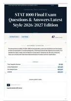 STAT 1000 Final Exam Questions & Answers Latest Style 2026&sol;2027 Edition