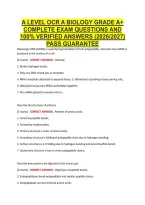 A Level Ocr A Biology Grade A&plus; &NewLine;Complete Exam Questions And &NewLine;100&percnt; Verified Answers &lpar;2026&sol;2027&rpar; &NewLine;Pass Guarantee 