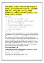 Wisconsin Utility Contractor Practice &NewLine;Exam &ndash; Questions And Answers &vert; Verified &NewLine;And Well Detailed Answers &vert; Plus &NewLine;Rationales &vert; Download And Pass &vert; Latest &NewLine;Exam Update 2026&sol;2027