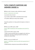 Tleta Complete Questions And&NewLine;Answers Graded A&plus;&NewLine;