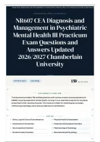 NR607 CEA Diagnosis and Management in Psychiatric Mental Health III Practicum Exam Questions and Answers Updated 2026&sol;2027 Chamberlain University