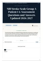 NIH Stroke Scale Group A Patient 1-6 Assessment Questions and Answers Updated 2026&sol;2027