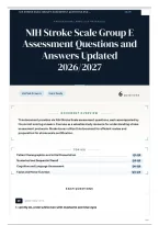 NIH Stroke Scale Group E Assessment Questions and Answers Updated 2026&sol;2027