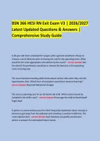  &NewLine;BSN 366 HESI RN Exit Exam V3 &vert; 2026&sol;2027 &NewLine;Latest Updated Questions & Answers &vert; Comprehensive Study Guide &NewLine;
