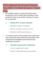 PALS Updated Final Exam Practice Test 2026 &vert; Verified Answers &vert; Pediatric Advanced Life Support Exam Prep &vert; Respiratory Emergencies&comma; Shock&comma; Arrhythmias&comma; Cardiac Arrest & Post-ROSC Care