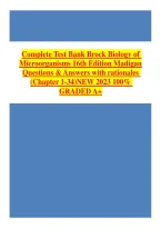 Test Bank for Brock Biology of Microorganisms 16th Edition by Michael T&period; Madigan &vert; 2026&sol;2027 Study Guide&comma; Practice Questions & Exam Review