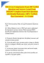  TDCJ Core Competencies Exam 100 Verified Questions and Answers Actual Exam 2026&sol;2027 Complete Exam-Style Questions with Detailed Rationales &vert; 100&percnt; Verified &vert; Pass Guaranteed &ndash; A&plus; Graded