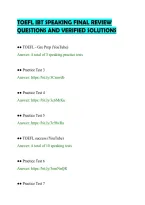 Toefl Ibt Speaking Final Review&NewLine;Questions And Verified Solutions