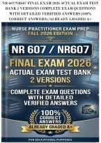 Nr 607&sol;Nr607 Final Exam 2026 Actual Exam Test&NewLine;Bank 2 Versions Complete Exam Questions&NewLine;With Detailed Verified Answers &lpar;100&percnt;&NewLine;Correct Answers&rpar; &sol;Already Graded A&plus;