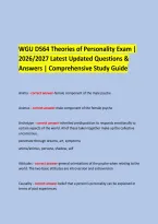  &NewLine; &NewLine;WGU D564 Theories of Personality Exam &vert; &NewLine;2026&sol;2027 Latest Updated Questions & Answers &vert; Comprehensive Study Guide &NewLine;