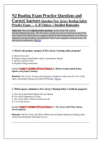 NJ Boating Exam Practice Questions and &NewLine;Correct Answers Question New Jersey Boating Safety &NewLine;Practice Exam &mdash; A&ndash;D Choices &plus; Detailed Rationales