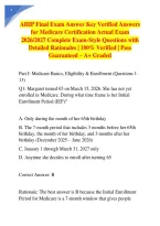 AHIP Final Exam Answer Key Verified Answers for Medicare Certification Actual Exam 2026&sol;2027 Complete Exam-Style Questions with Detailed Rationales &vert; 100&percnt; Verified &vert; Pass Guaranteed &ndash; A&plus; Graded