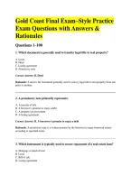 Gold Coast Final Exam&ndash;Style Practice &NewLine;Exam Questions with Answers & &NewLine;Rationales