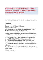 HESI RN Exit Exam 2026&sol;2027 &vert; Practice Questions&comma; Answers & Detailed Rationales &vert; Complete Nursing Review
