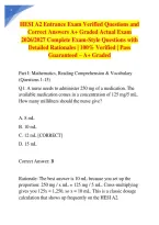 HESI A2 Entrance Exam Verified Questions and Correct Answers A&plus; Graded Actual Exam 2026&sol;2027 Complete Exam-Style Questions with Detailed Rationales &vert; 100&percnt; Verified &vert; Pass Guaranteed &ndash; A&plus; Graded