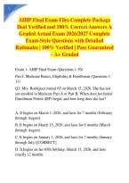 AHIP Final Exam Files Complete Package Deal Verified and 100&percnt; Correct Answers A Graded Actual Exam 2026&sol;2027 Complete Exam-Style Questions with Detailed Rationales &vert; 100&percnt; Verified &vert; Pass Guaranteed &ndash; A&plus; Graded